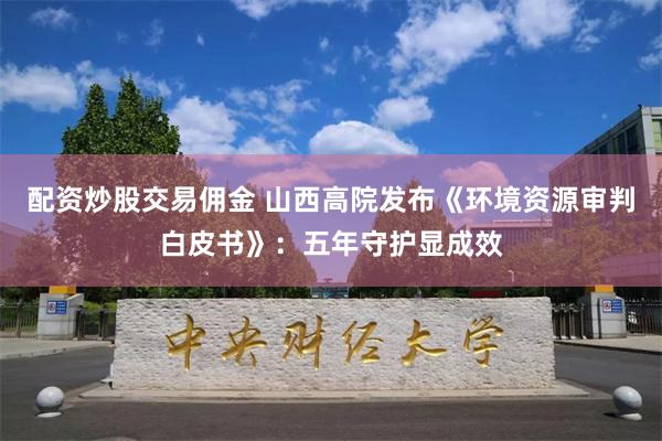 配资炒股交易佣金 山西高院发布《环境资源审判白皮书》：五年守护显成效