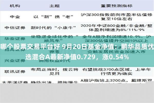 哪个股票交易平台好 9月20日基金净值：鹏华品质优选混合A最新净值0.729，涨0.54%